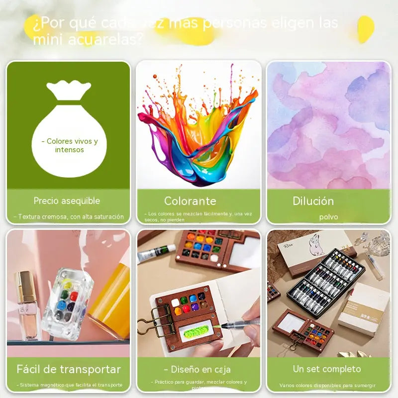 Mini cuaderno de bocetos portátil dibujado a mano y set para mezclar colores