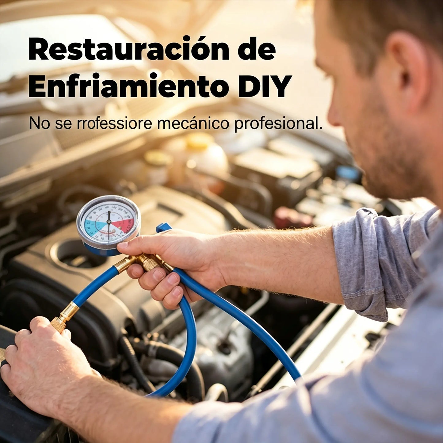 🔥🔧❄️ Manguera de recarga de refrigerante AC R134a con manómetro – Antifugas, fácil de leer y compatible con coches, camiones o aire acondicionado doméstico – Recarga DIY segura 🚗