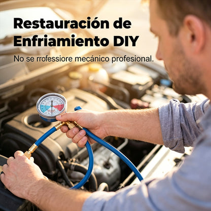 🔧❄️ Manguera de recarga de refrigerante AC R134a con manómetro – Antifugas, fácil de leer y compatible con coches, camiones o aire acondicionado doméstico – Recarga DIY segura 🚗👍
