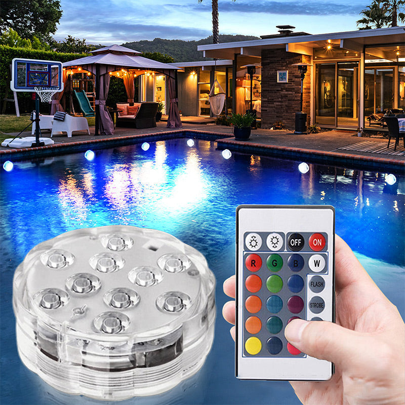 💥💯【2 piezas】Luces LED sumergibles impermeables con control remoto para piscinas.