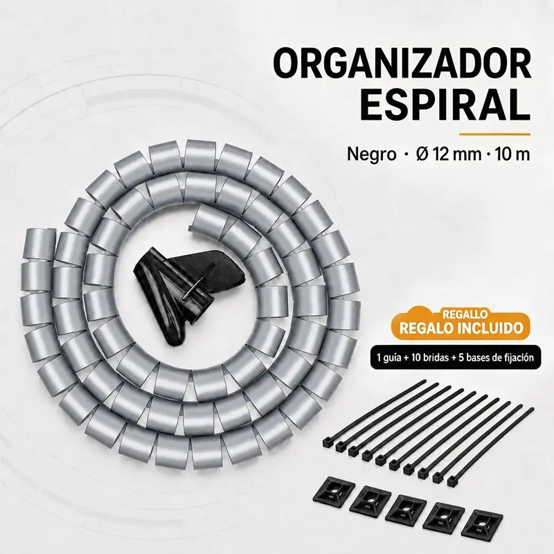 🔌✨ Organizador de Cables de 10 m – Tubo Protector Abierto para Ordenar, Agrupar y Proteger los Cables