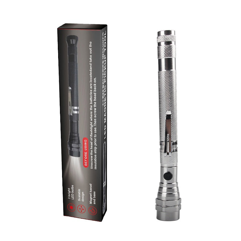 Dispositivo de recogida de 3 lámparas con fuerte atracción magnética, tubo de acero extraíble, linterna de trabajo LED multifuncional