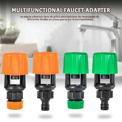 🎉¡Descuento por tiempo limitado! 🚿🌿Adaptador de grifo a manguera para jardín, balcón y coche | Fácil instalación | Sin fugas | Naranja/Verde✨🚿