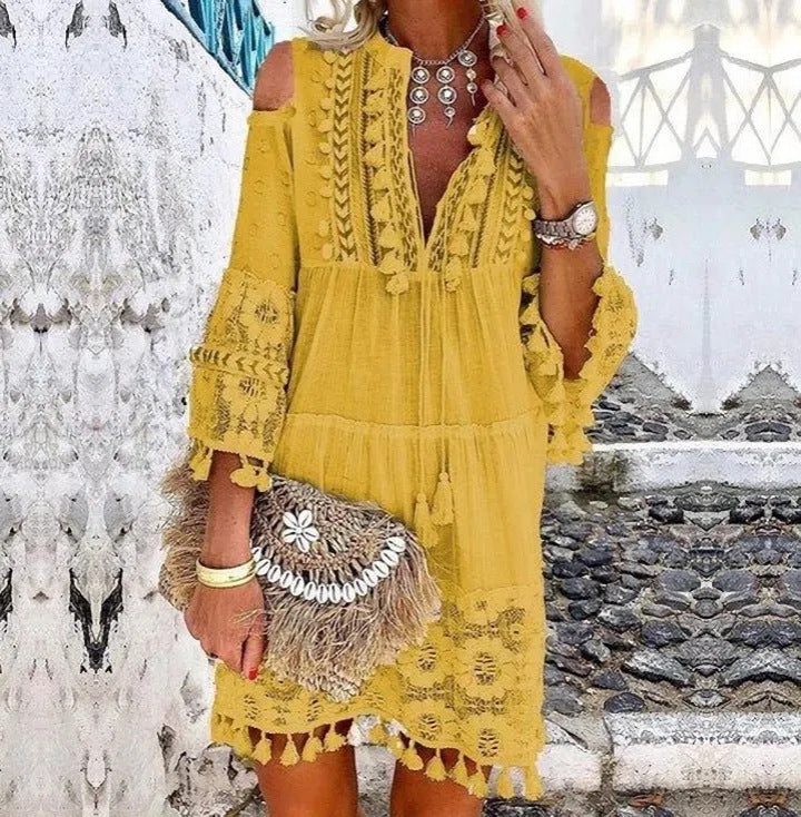 👗Vestido holgado de algodón y lino bordado para mujer🌸