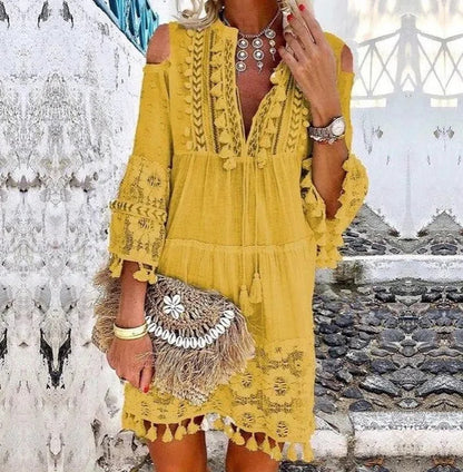 👗Vestido holgado de algodón y lino bordado para mujer🌸