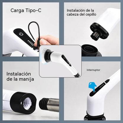 ⚡ Cepillo de limpieza eléctrico giratorio | 7 cabezales · 300 RPM · Resistente al agua IPX5 · Batería de larga duración de 2500 mAh · Facilita las tareas del hogar
