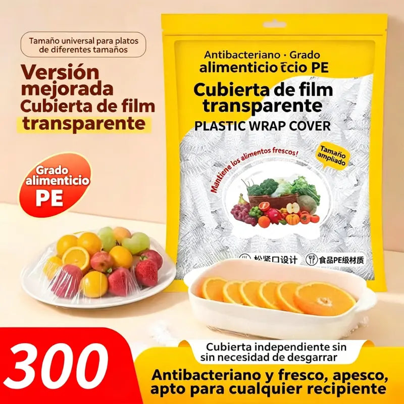 【1 bolsa de 300 unidades】🛡️ Film transparente de calidad alimentaria con acción antibacteriana – Protege tus alimentos, ideal para cocina y nevera 🧴