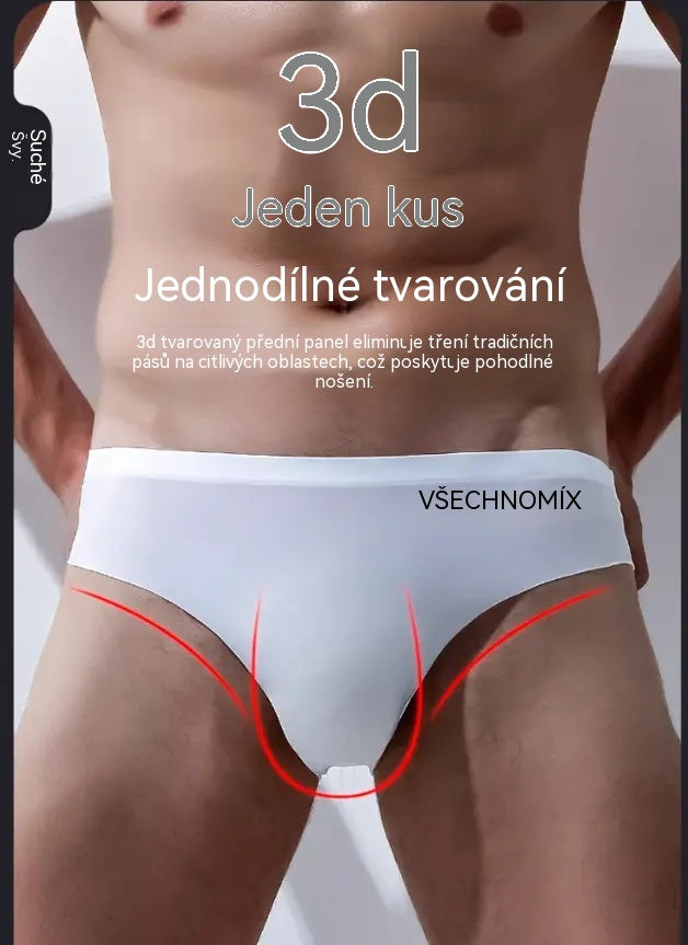 【Balení po 5 kusech】 【M-2XL】Nové pánské bezešvé kalhotky s nízkým pasem z ledového hedvábí - 【50-90 kg】