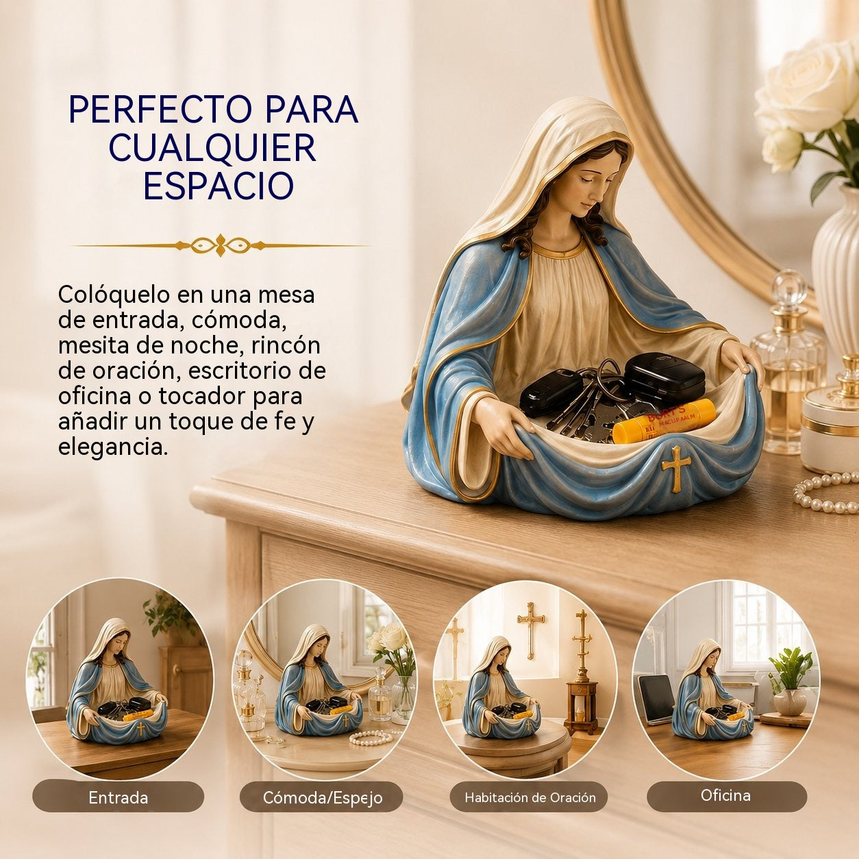 🔥 Último día: 50 % de descuento – Bandeja vaciabolsillos artesanal de la Virgen María