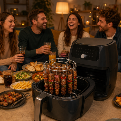 Soporte para brochetas para freidora de aire con 30 brochetas verticales de acero inoxidable