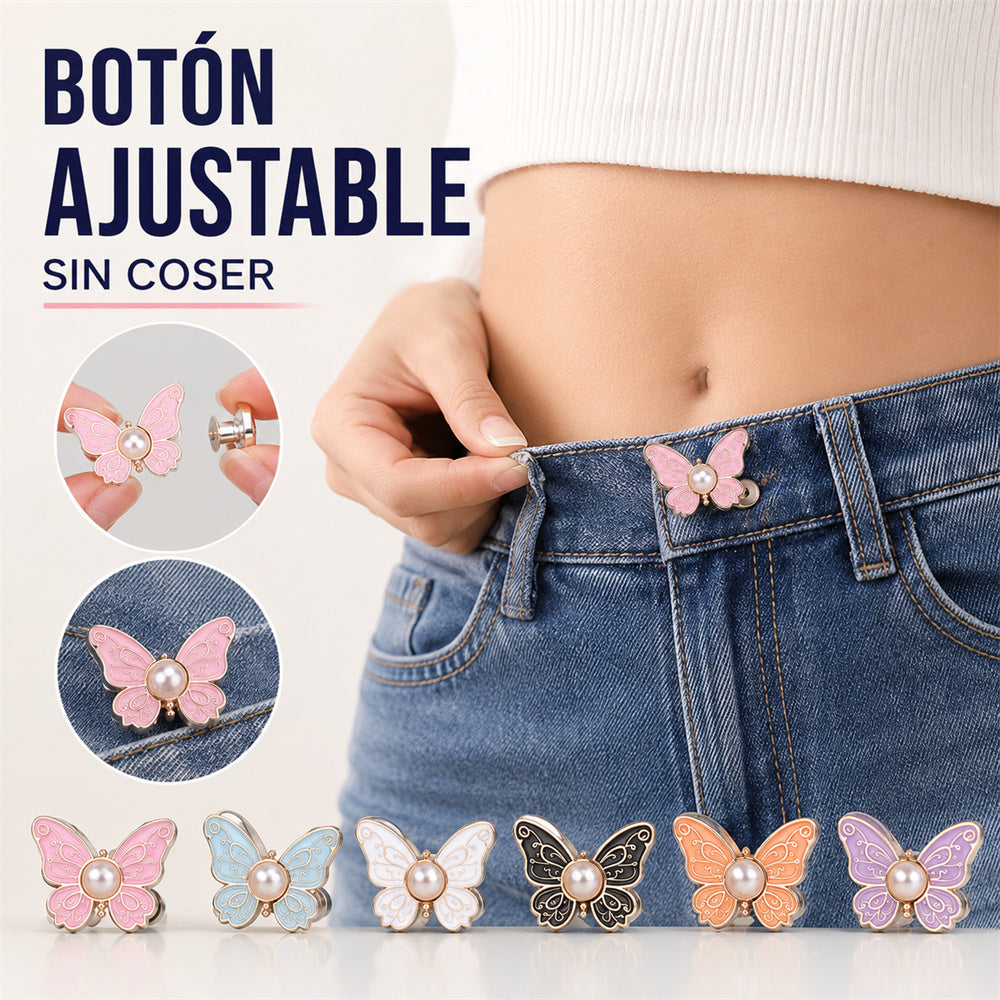 🦋Pantalones abotonados con botón de cintura de mariposa de perla cintura fija