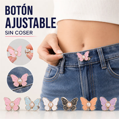 🦋Pantalones abotonados con botón de cintura de mariposa de perla cintura fija
