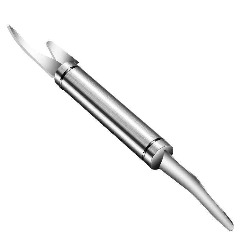 🍤【2 piezas】Raspador de pescado multifuncional de cocina de acero inoxidable de doble cabeza Pelador de camarones