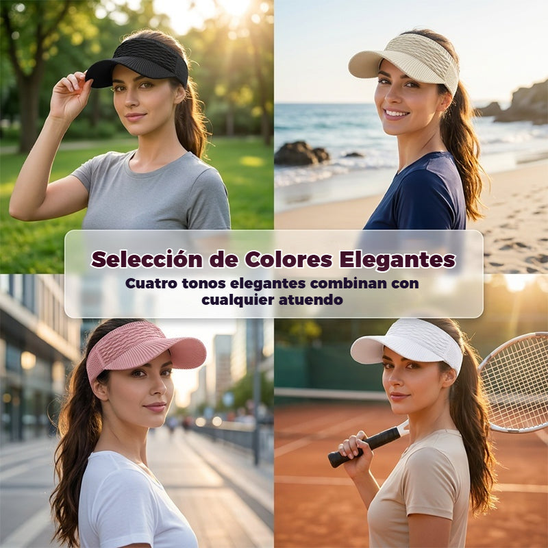 🔥【2 piezas】Sombrero de sol para mujer con coleta alta🧢 Transpirable, diseño abierto, protección UV400☀️ Perfecto para correr, hacer senderismo, ir a la playa y para el día a día💁‍♀️✨