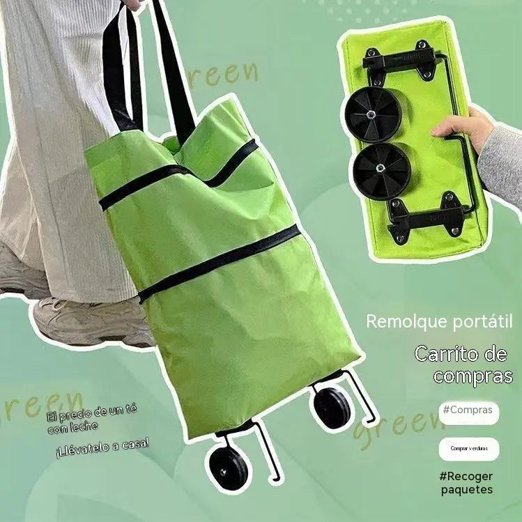 【Producto más vendido】Bolsa de compras plegable y tipo mochila 2 en 1, bolsa/carrito de compras ligero con ruedas