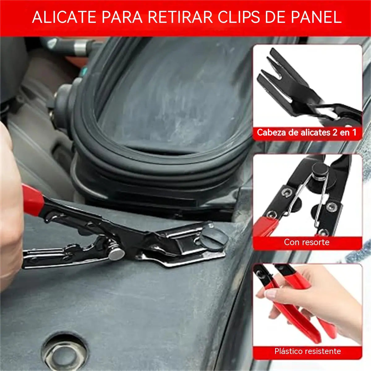 Juego de 3 piezas: Alicates para extraer clips de presión hacia abajo para automóviles, herramientas para extraer e instalar clips.