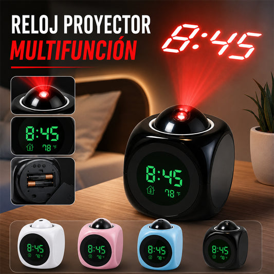 ⏰ Reloj proyector multifunción — hora, alarma, temperatura y clima en tu pared o techo