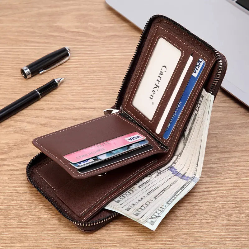 💰Cartera con cremallera estilo retro, compacta y de gran capacidad.