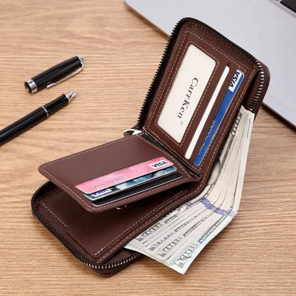 💰Cartera con cremallera estilo retro, compacta y de gran capacidad.