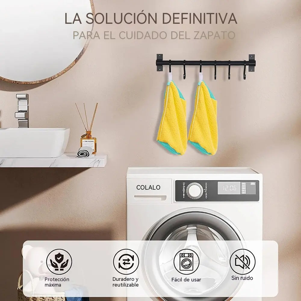 Bolsa cilíndrica para lavar zapatos en la lavadora y para su cuidado.