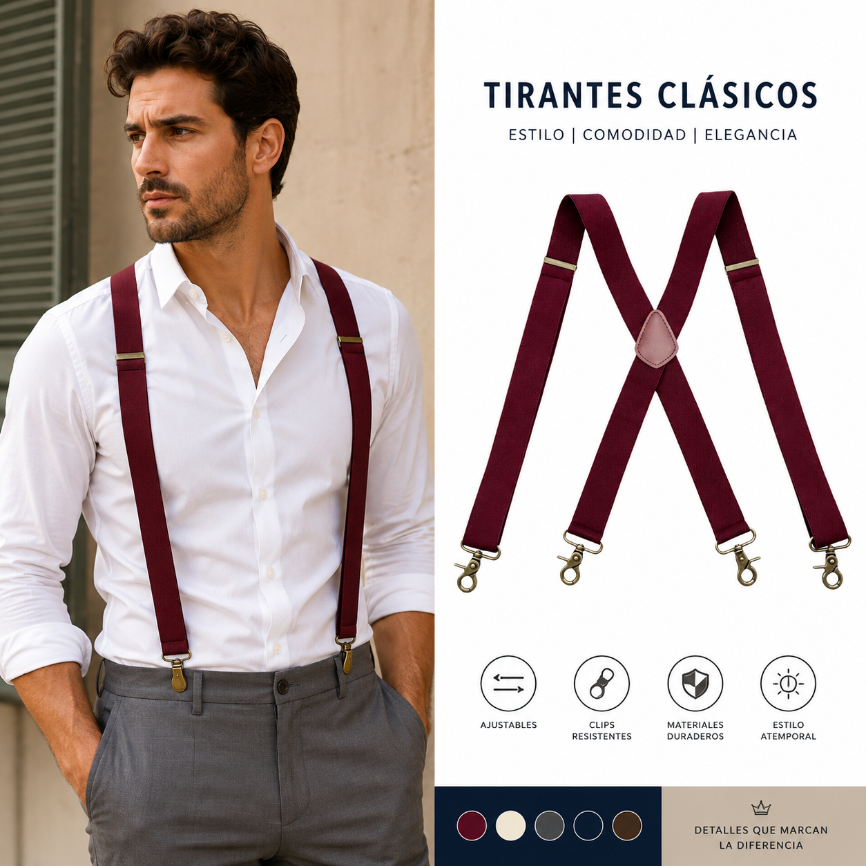 📢📢¡¡50% de descuento!! ⏰Tirantes para hombre en forma de X con clips de gancho