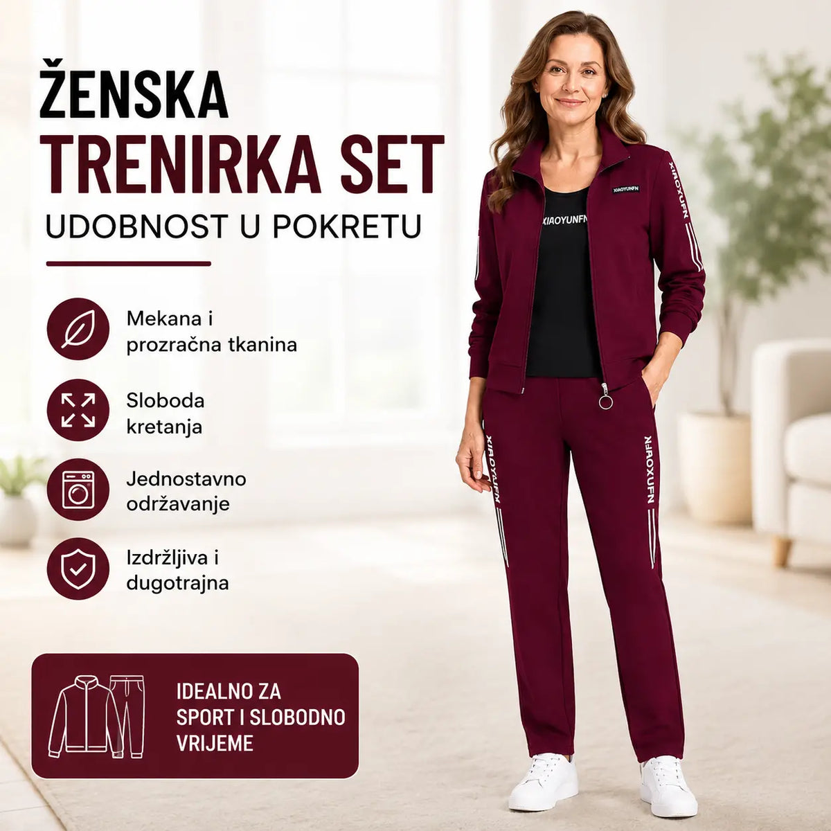 🌸 Elegancija i apsolutna udobnost! Elegantna trenirka od 3 dijela za žene (jakna s patentnim zatvaračem + majica + hlače / Veličine: M-6XL)! ✨