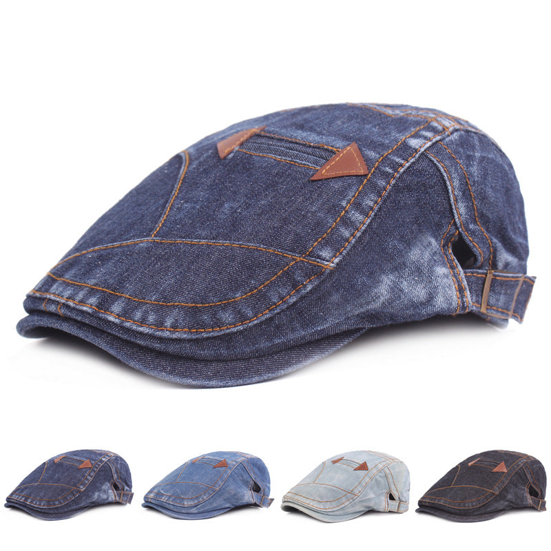 ⏰Oferta por tiempo limitado:😎Boina de mezclilla para hombre Gorra con visera Retro Sombrero informal
