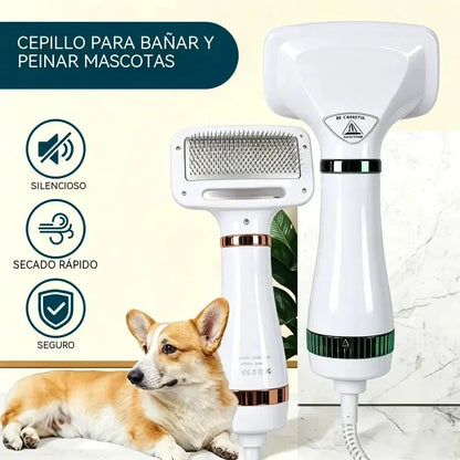 🐶✨ Cepillo Secador 2 en 1 para Mascotas | Seca, Cepilla y Desenreda en Minutos
