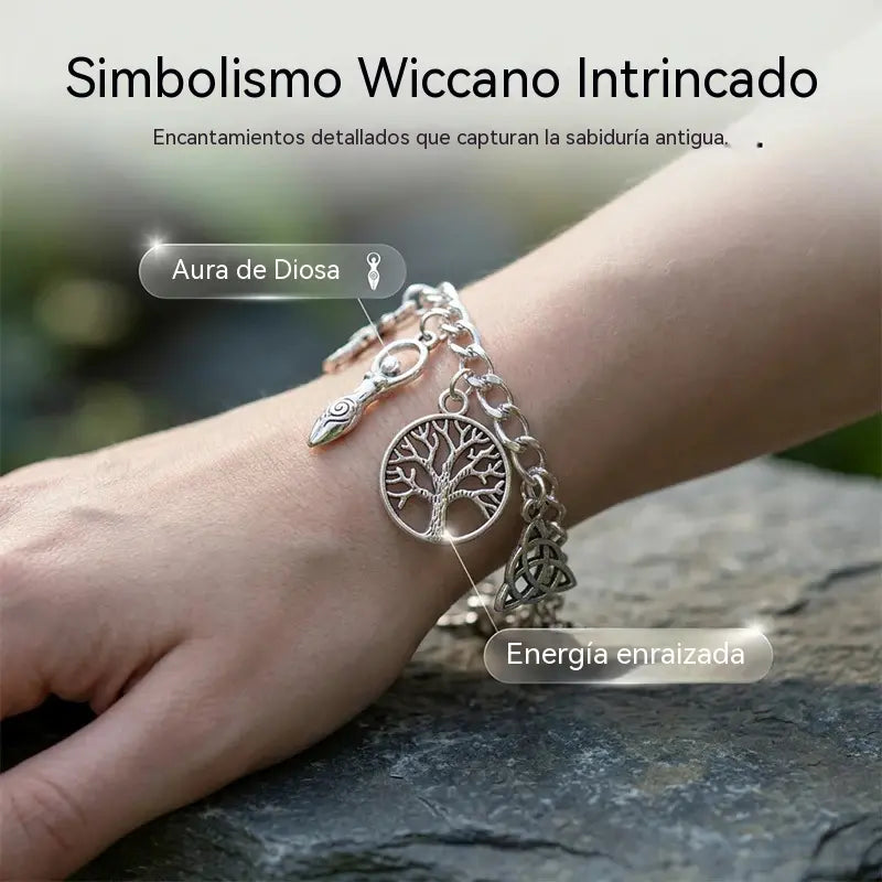 Pulsera de dijes vintage con aire místico para mujer – Joyería celestial, gótica y boho 🔮✨