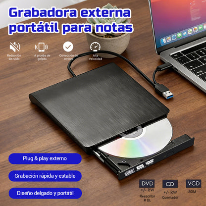📢📢¡50% de descuento! 💿💻 Lector de CD/DVD Externo – Plug & Play, Portátil y Compatible con Mac/Windows