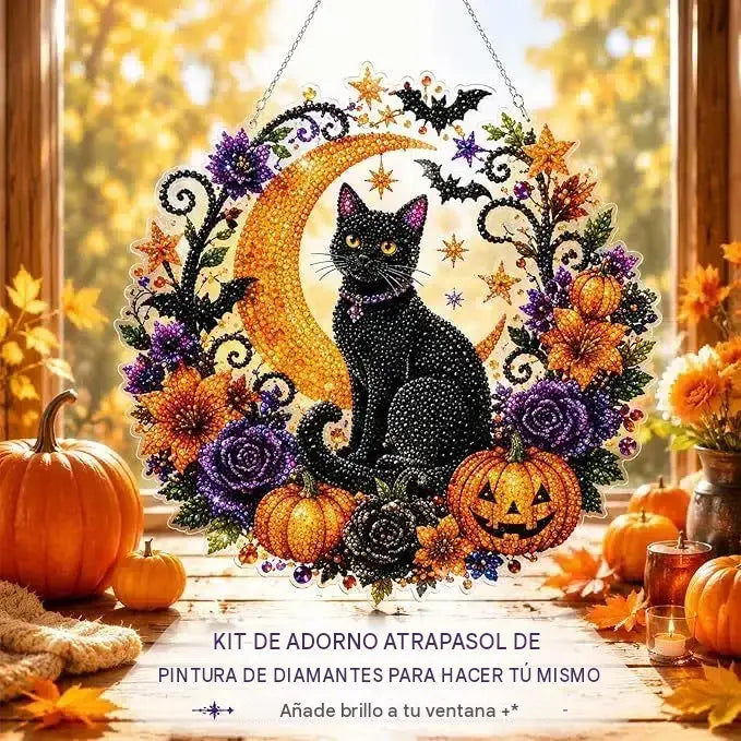 🔥¡OFERTA ESPECIAL: 50% DE DESCUENTO!✨⚡ ¡Más de 50.000 unidades vendidas! 🎁🍂 Decoración colgante de otoño: Kit completo de *diamond painting* (pintura con diamantes) de corona de calabaza.