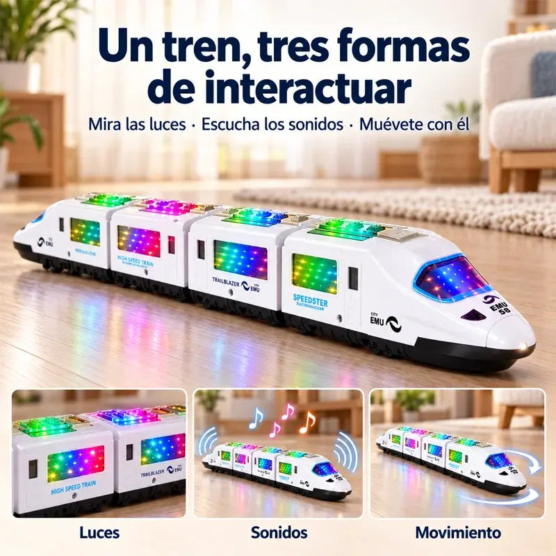🚄✨ Tren Eléctrico de Juguete para Niños | Tren de Alta Velocidad con Luces 4D, Música y Movimiento Omnidireccional