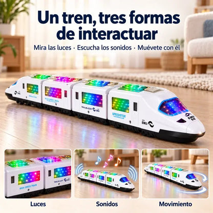 🚄✨ Tren Eléctrico de Juguete para Niños | Tren de Alta Velocidad con Luces 4D, Música y Movimiento Omnidireccional