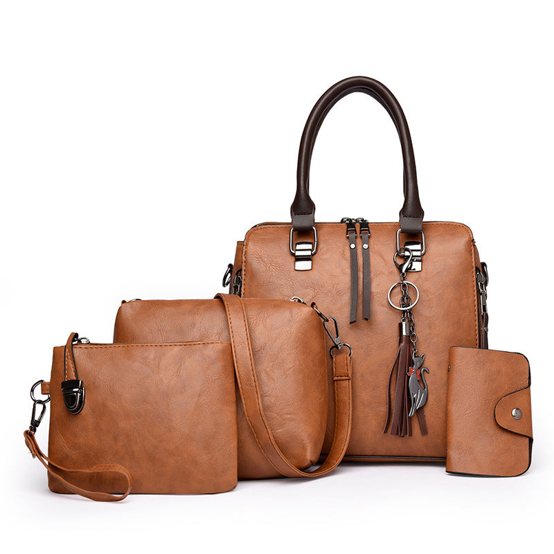 👜Set de 4 bolsos de mano de piel sintética para mujer