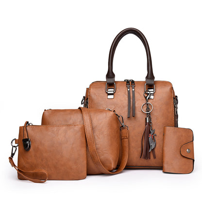 👜Set de 4 bolsos de mano de piel sintética para mujer