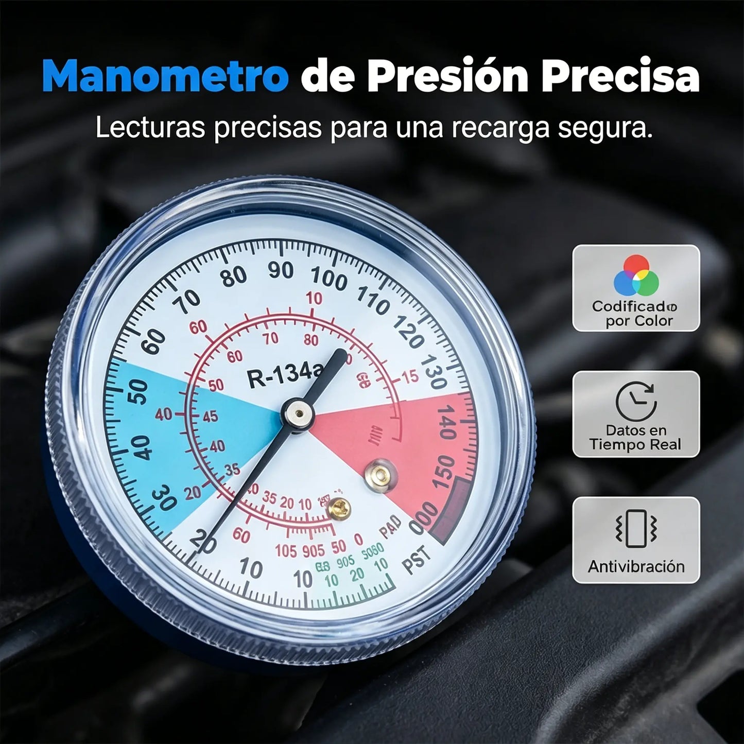 🔥🔧❄️ Manguera de recarga de refrigerante AC R134a con manómetro – Antifugas, fácil de leer y compatible con coches, camiones o aire acondicionado doméstico – Recarga DIY segura 🚗