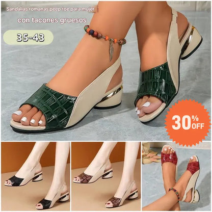 【35-43】 Nuevas sandalias romanas de mujer con tacón grueso y punta abierta de verano