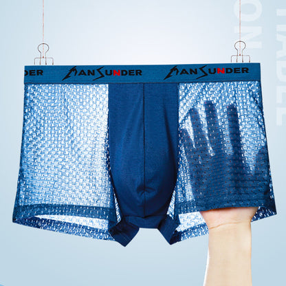 🔥【8 piezas】🧊Calzoncillos bóxer cómodos de seda helada de malla transpirable para hombre