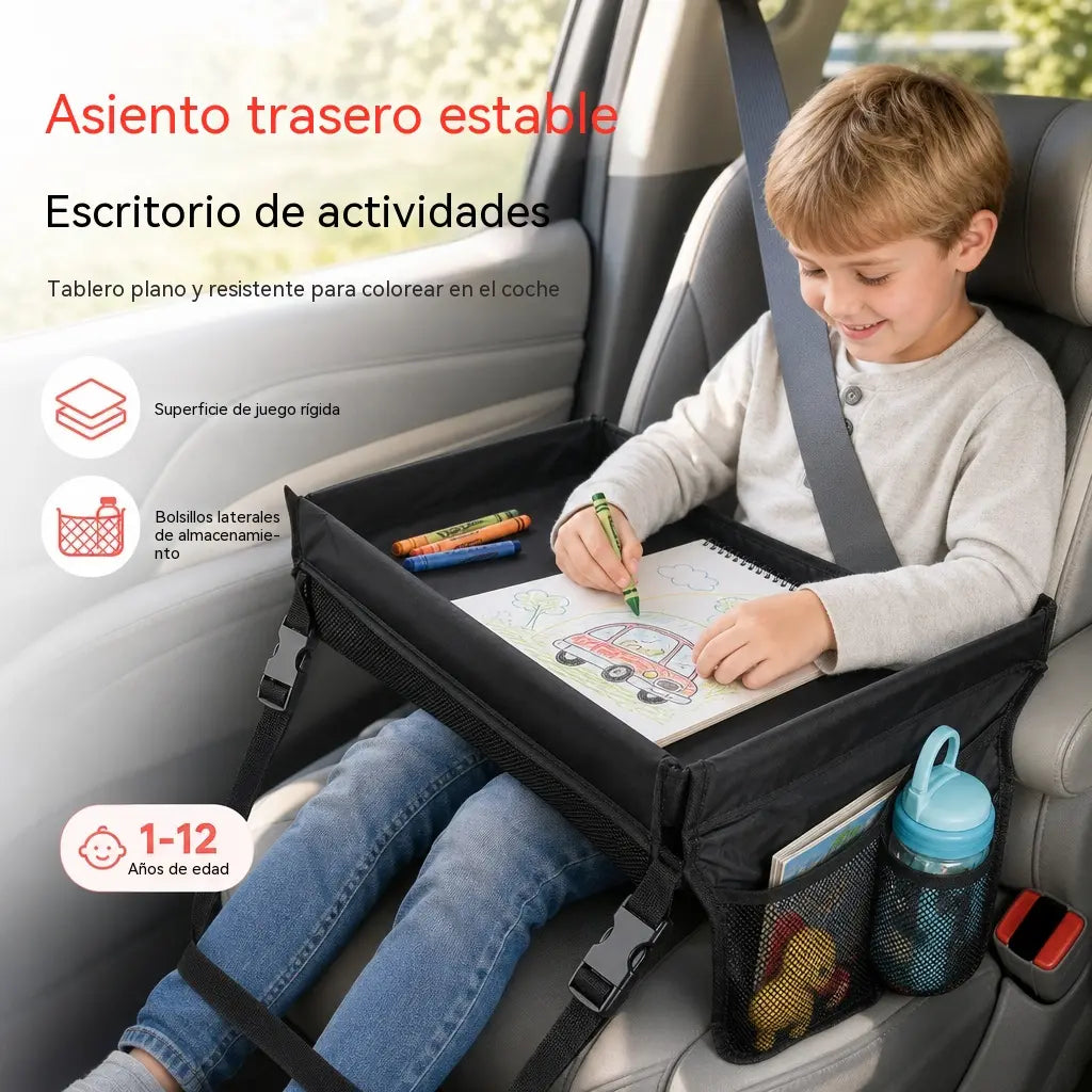 Bandeja de viaje para silla de coche infantil – Pizarra para dibujar y organizador de almacenamiento