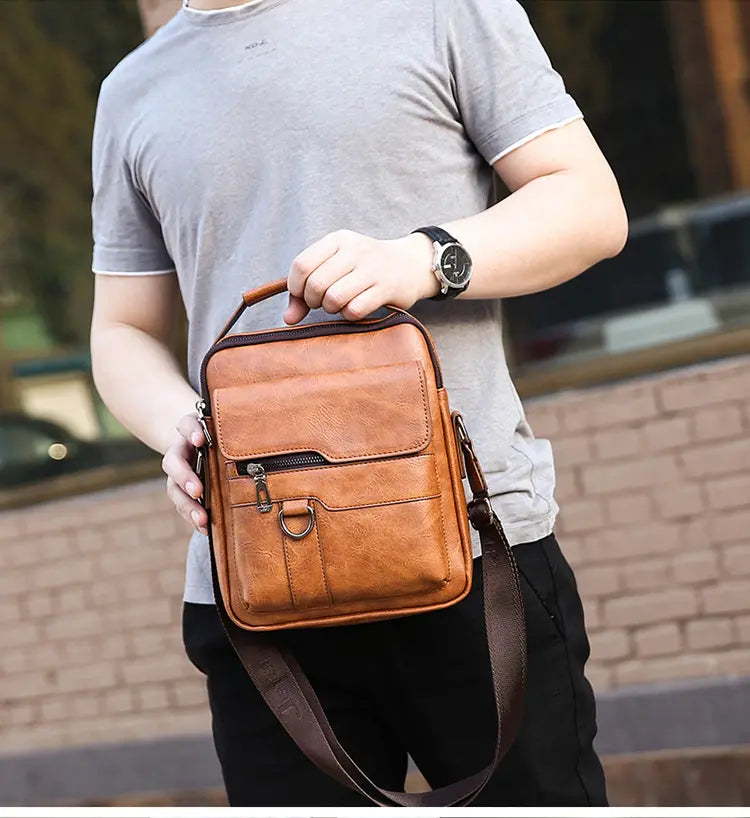 Nuevo bolso de hombro informal retro de piel de vaca de gran capacidad para hombre