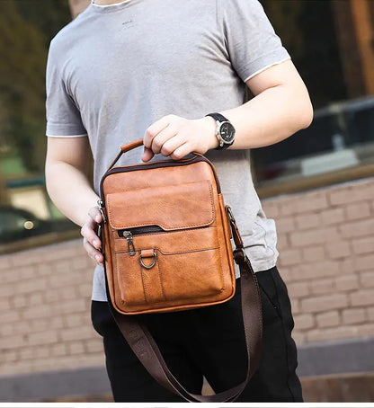 Nuevo bolso de hombro informal retro de piel de vaca de gran capacidad para hombre
