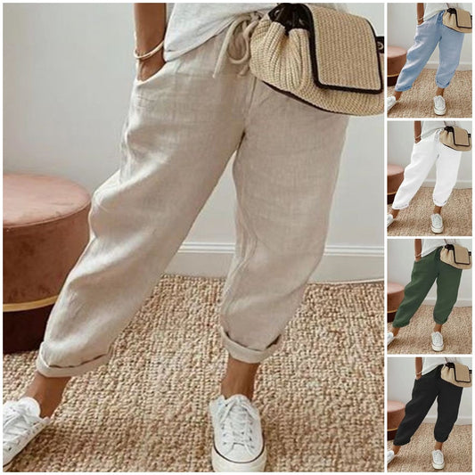 ☀️REBAJAS DE VERANO 50% DE DESCUENTO😍 Capris casuales de algodón y lino para mujer: transpirables, cómodos y con un estilo chic sin esfuerzo.