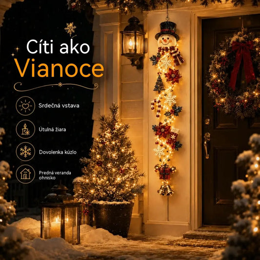 🎄 Vianočná svietiaca dekorácia na dvere MerryCascade | 6 slávnostných dizajnov, teplé svetlo, 3D detaily a priestorovo úsporný vertikálny dizajn ✨