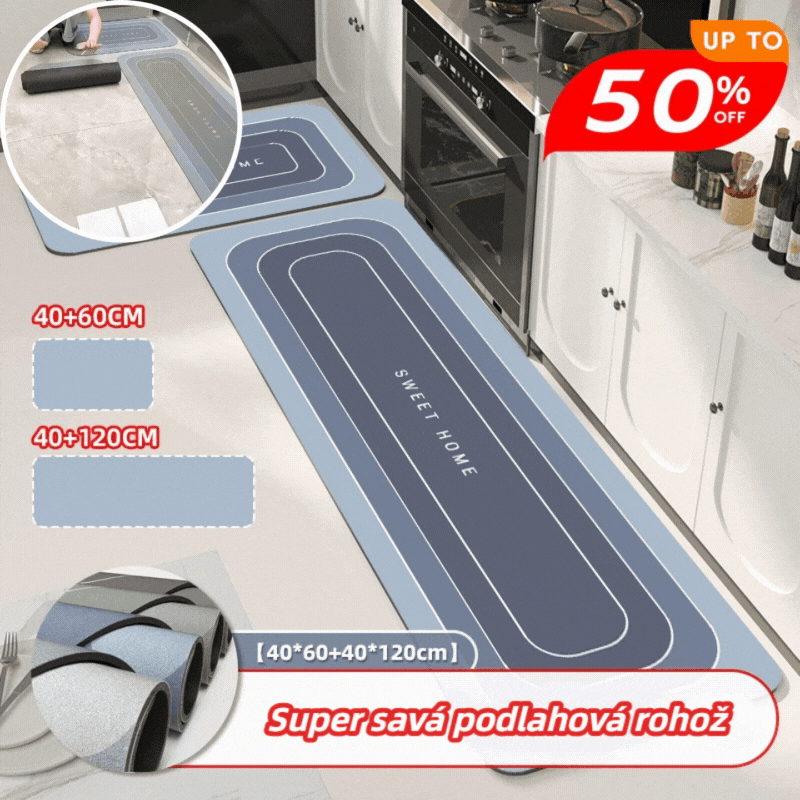 [1 sada 2 kusů: 40*60+40*120 cm] 💥Protiskluzová savá podložka🦶