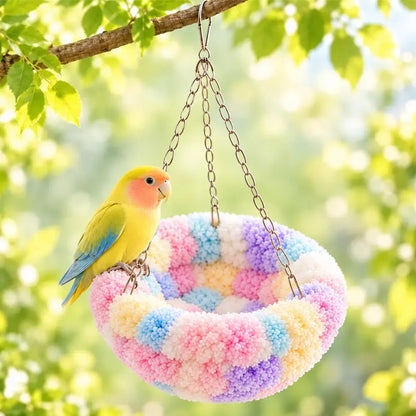 🔥Compra 1 y llévate 1 gratis🔥2 piezas 26 euros!🌿 Cama colgante suave para pájaros con interior de felpa para jaulas de aves pequeñas