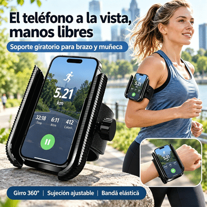 📱🏃 Brazalete 2 en 1 para Móvil | Soporte de Brazo y Muñeca para Correr, Gimnasio, Ciclismo y Repartidores