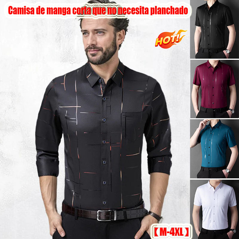【M-4XL】Camisa de manga corta con alta elasticidad, sin arrugas y sin necesidad de planchar.