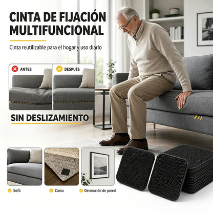 （50 pares）🛋️ Cinta de Velcro Adhesiva de Alta Resistencia – Fijación Antideslizante para Sofás, Alfombras, Cojines y Alfombrillas | Sin Taladros y Fácil de Instalar