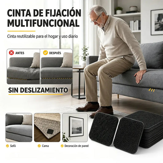 （50 pares）🛋️ Cinta de Velcro Adhesiva de Alta Resistencia – Fijación Antideslizante para Sofás, Alfombras, Cojines y Alfombrillas | Sin Taladros y Fácil de Instalar