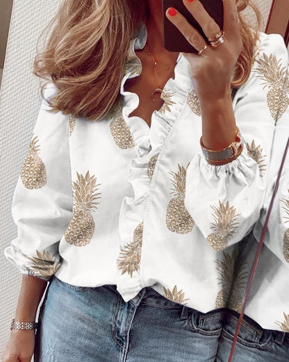 🌿✨ Blusa de mujer – Primavera/Verano, manga larga, diseño con volantes, elegante y ligera 📦